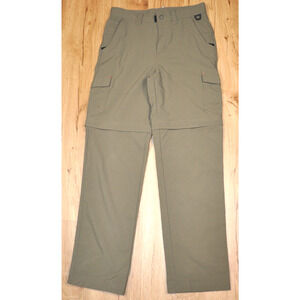 LL BEAN Boy's Pants Size 16 Hiking zip off convertible pants Green 502124